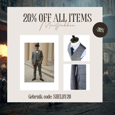 Maatpak Voor Heren | 3-delig Pak | Grijs-Blauw | Windowpane | Kamgaren Wol | Lichtgewicht & Ademend | Peaky Blinders