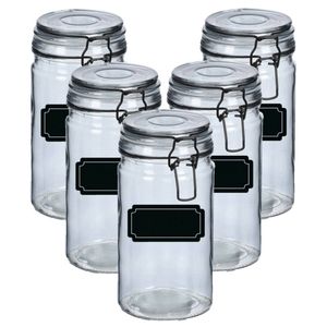 Weckpotten/inmaakpotten - 10x - 750 ml - glas - met beugelsluiting - incl. etiketten - Weckpotten