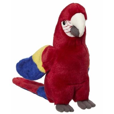 Nature Planet pluche papegaai knuffel - rood - 21 cm - vogels - dieren