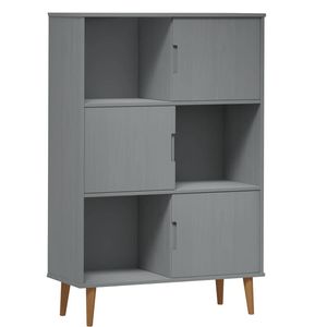 The Living Store MOLDE Boekenkast - 90x35x133.5 cm - Massief grenenhout met uv-vernis - Grijs