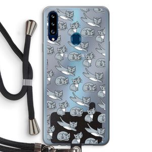 Poezen: Samsung Galaxy A20s Transparant Hoesje met koord