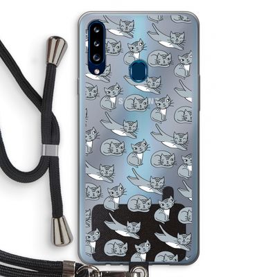 Poezen: Samsung Galaxy A20s Transparant Hoesje met koord