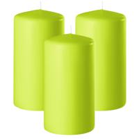 Enlightening Candles Cilinder/stompkaars - 3x - limegroen - D6 x H8 cm - 27 branduur