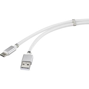 Renkforce USB-kabel USB 2.0 USB-A stekker, USB-C stekker 2.00 m Wit Vergulde steekcontacten TO-6895311