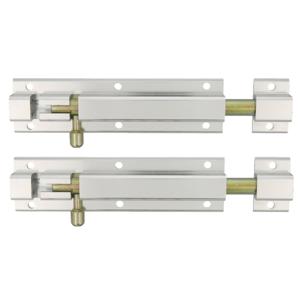 AMIG schuifslot/plaatgrendel - 2x - aluminium - 35cm - zilver - incl schroeven - deur - raam