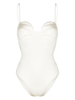 Noire Swimwear maillot de bain à encolure ronde - Blanc