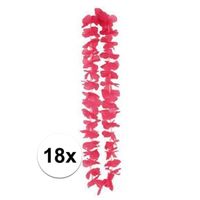 18x Hawaii feest krans met roze bloemen 110 cm