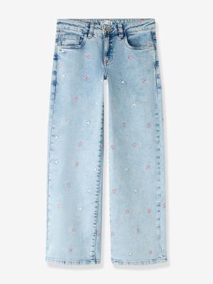 Wijde jeans met borduursel voor meisjes NAME IT gebleekt denim