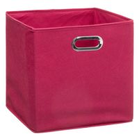 Opbergmand/kastmand 29 liter framboos roze linnen 31 x 31 x 31 cm   - - thumbnail