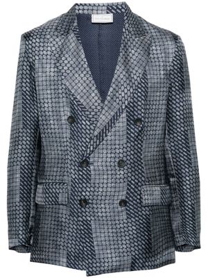 Pierre-Louis Mascia blazer en soie à imprimé abstrait - Bleu