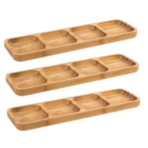 3x stuks bamboe houten serveerplankjes/borrelplankjes/sausplankjes 33 x 10 cm