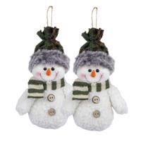 Kersthanger/kerstornament sneeuwpop knuffeltjes - 2x - 15 cm - pluche