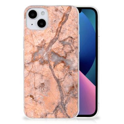 iPhone 15 Plus | TPU | Siliconen hoesje | Marmer Oranje