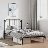 Bedframe met hoofdbord metaal zwart 100x200 cm