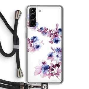 Waterverf bloemen: Samsung Galaxy S21 Plus Transparant Hoesje met koord