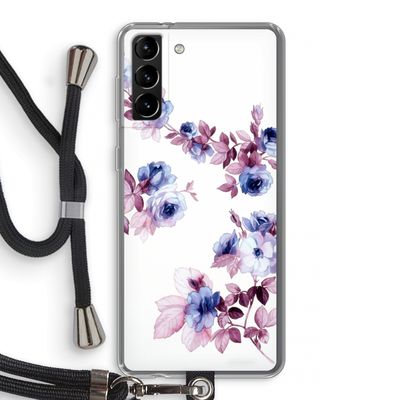 Waterverf bloemen: Samsung Galaxy S21 Plus Transparant Hoesje met koord