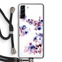 Waterverf bloemen: Samsung Galaxy S21 Plus Transparant Hoesje met koord