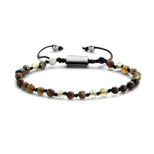 Frank 1967 7FB 0364 Armband Beads natuursteen donkerbruin 4 mm