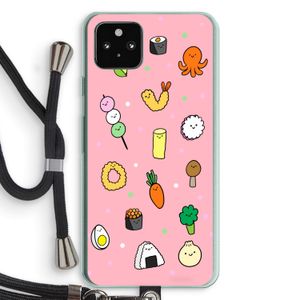 Happy bento friends: Pixel 5a 5G Transparant Hoesje met koord