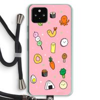 Happy bento friends: Pixel 5a 5G Transparant Hoesje met koord Happy bento friends: Pixel 5a 5G Transparant Hoesje met koord
