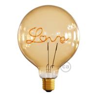 LED Gouden Gloeilamp voor Staande Lamp - Globe G125 Enkel Filament “Love” - 5W E27 Decoratief Vintage 2000K | Creative-Cables | Lamp kopen | Creative-