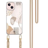 iPhone 13 hoesje met beige koord - Abstract shapes iPhone 13 hoesje met beige koord - Abstract shapes