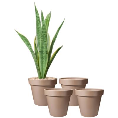 Pro Garden Bloempot - 4x - mokka bruin - rond - D40 cm - kunststof - plantenpot - tuin buiten