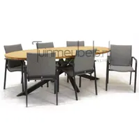 Tuinstoel Anzio dining Light Antracite met Prado elips 240 cm teaktafel