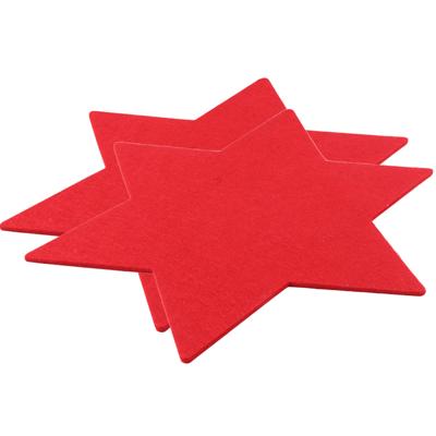 Ster placemat - Set van 2x stuks - rood - kunststof - 25 cm - kerstdecoratie - tafeldecoratie - kers