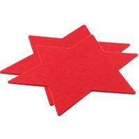 Ster placemat - Set van 2x stuks - rood - kunststof - 25 cm - kerstdecoratie - tafeldecoratie - kers