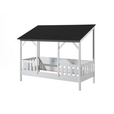 Vipack Housebed Huisbed 90 x 200 cm + Dak Zwart + Bedlade
