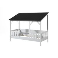Vipack Housebed Huisbed 90 x 200 cm + Dak Zwart + Bedlade - thumbnail