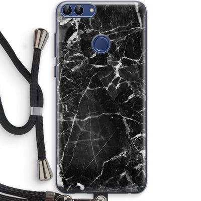 Zwart Marmer 2: Huawei P Smart (2018) Transparant Hoesje met koord