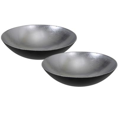 Othmar decorations Planten schaal - 2x stuks - zilver - kunststof - D28 cm - bloembak - plantenbak