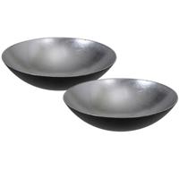 Othmar decorations Planten schaal - 2x stuks - zilver - kunststof - D28 cm - bloembak - plantenbak