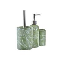 Badset DKD Home Decor Groen Zilverkleurig Polypropyleen Dolomite Tropisch Blad van een plant 9,5 x 9,5 x 37 cm