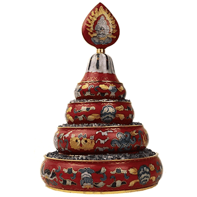 Mandala Offering Set Cloissonee Rood
