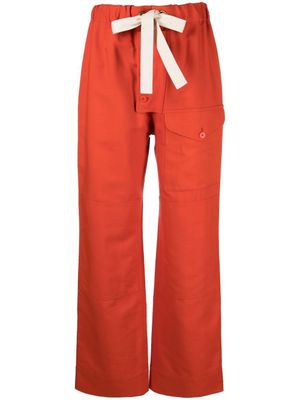 Stella McCartney pantalon droit à lien de resserrage - Rouge