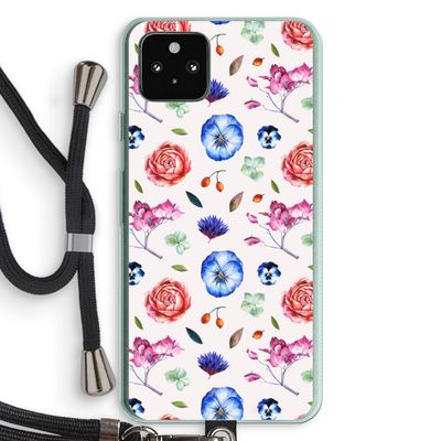 Bloemetjes: Pixel 5a 5G Transparant Hoesje met koord