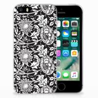 Apple iPhone SE | 5S | TPU Case | Black Flowers