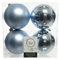 4x Lichtblauwe kerstballen 10 cm kunststof mat/glans   - - thumbnail