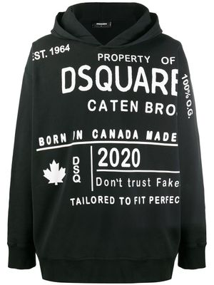 DSQUARED2 sweat à capuche imprimé - Noir