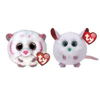 Ty - Knuffel - Teeny Puffies - Tabor Tiger & Christmas Mouse