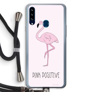 Pink positive: Samsung Galaxy A20s Transparant Hoesje met koord