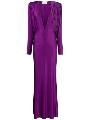 Alexandre Vauthier robe longue à col v - Violet
