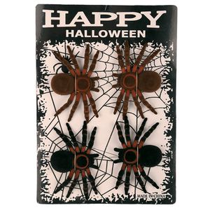 Nep spinnen/spinnetjes 8 cm - zwart/bruin - 4x stuks - Horror/griezel thema decoratie beestjes