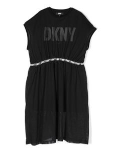 Dkny Kids robe en résille à logo imprimé - Noir