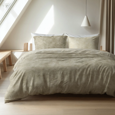 Dekbedovertrek Katoen Flanel Washed Cotton Taupe LitsJumeaux (240x220 Cm) Taupe Flanel Effen Sleeptime - Overtrek - 240x220 Cm (Lits-Jumeaux) - - Dekbed-Discounter.nl