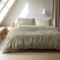 Dekbedovertrek Katoen Flanel Washed Cotton Taupe LitsJumeaux (240x220 Cm) Taupe Flanel Effen Sleeptime - Overtrek - 240x220 Cm (Lits-Jumeaux) - - Dekbed-Discounter.nl