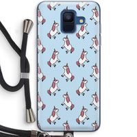 Eenhoorns overal: Samsung Galaxy A6 (2018) Transparant Hoesje met koord